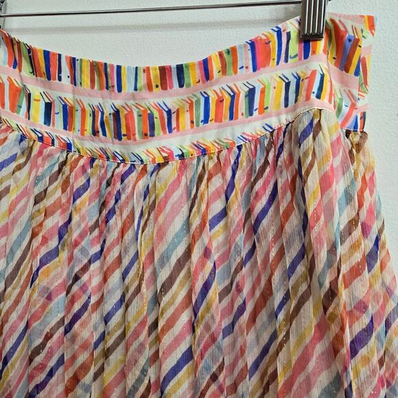 NWT Anthropologie Celia B Pilar Shimmer Silk Maxi Skirt L Sheer Boho Metallic - Picture 2 of 11